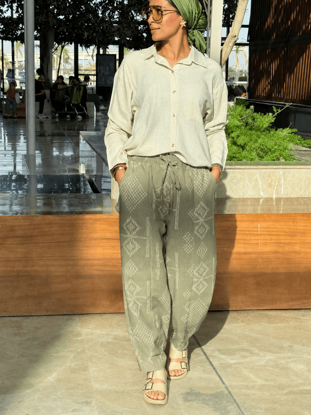 Balloon Linen Pants “Olive” - Trousers - Mizyana