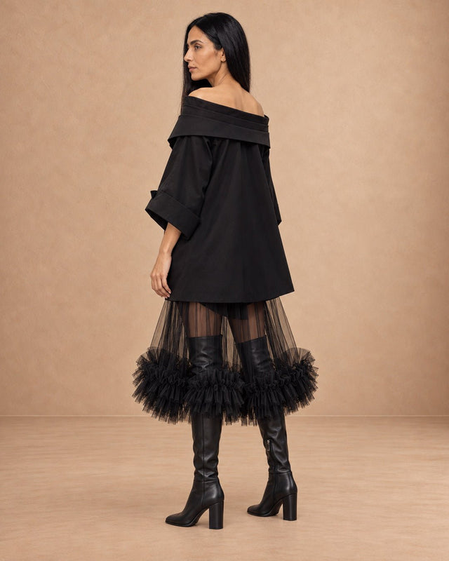 Baso Black Multi-Collar Cotton Tunic - Tunic - Mizyana