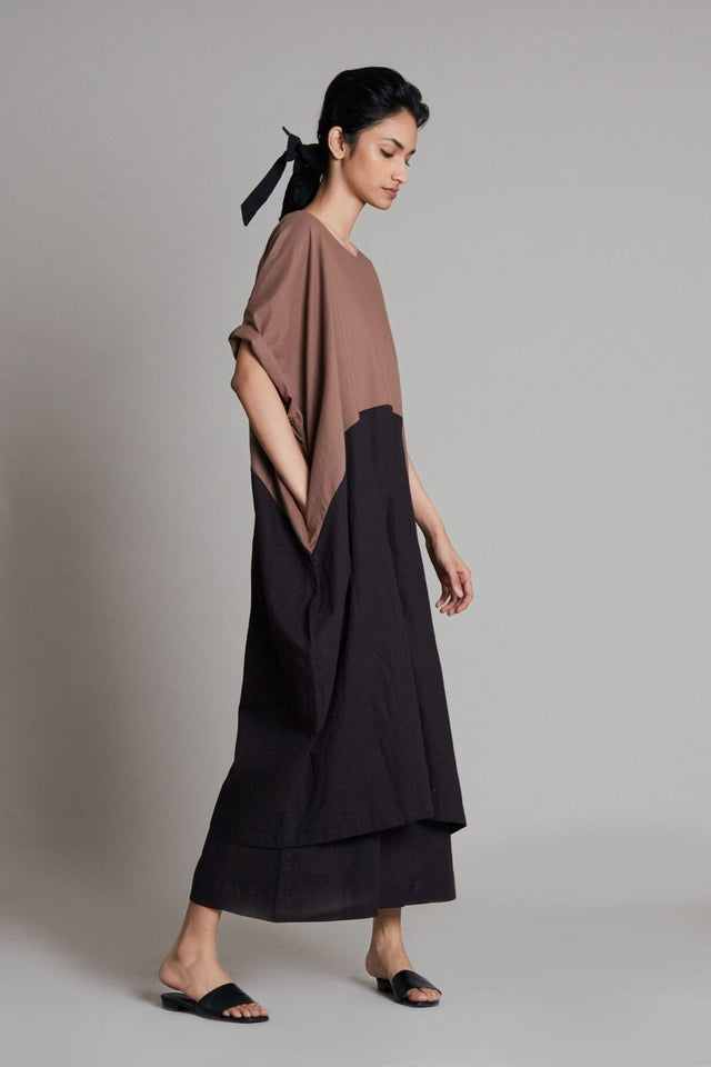 Beige & Black CB Dual Tunic Set - Two-Piece Set - Mizyana