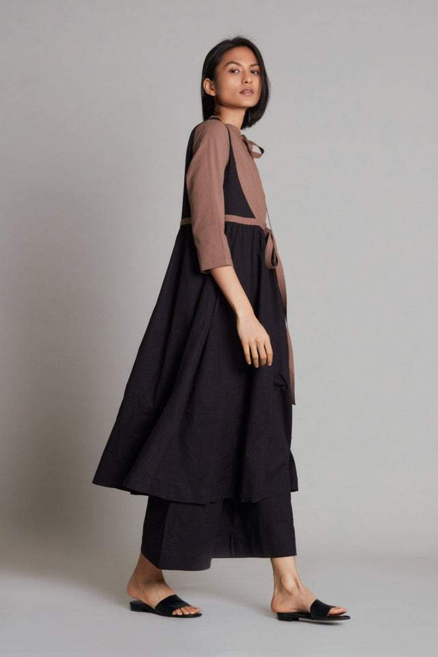 Beige & Black CB Rakha Set - Two-Piece Set - Mizyana