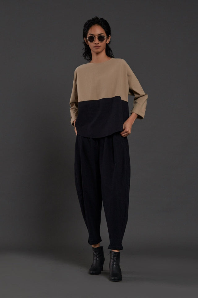 Beige & Black Rekin Set - Two-Piece Set - Mizyana