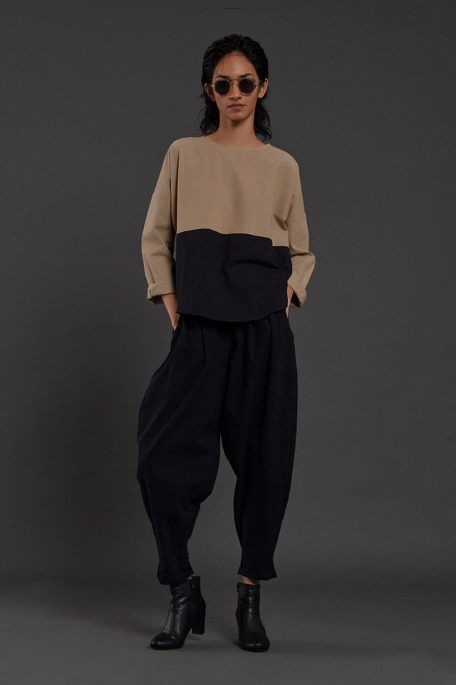 Beige & Black Rekin Set - Two-Piece Set - Mizyana