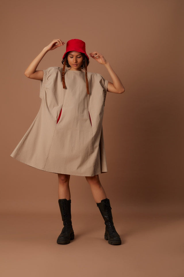 Beige Pocket Dress - Dress - Mizyana