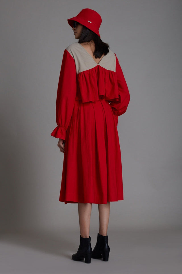 Beige & Red Bow Set - Two-Piece Set - Mizyana