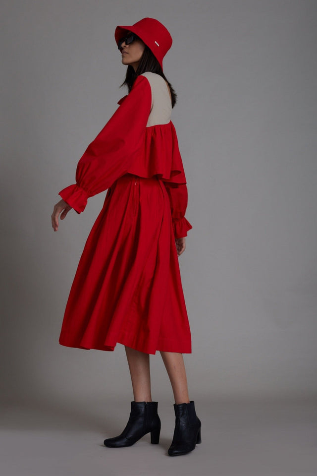 Beige & Red Bow Top - Shirt - Mizyana
