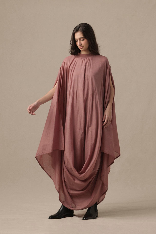 Belted Blush Cowl Dress - Dress - Mizyana