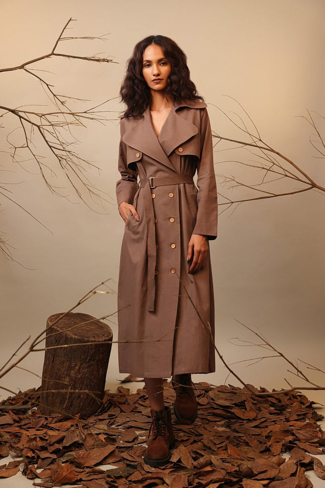 Biege Trench Dress - Dress - Mizyana