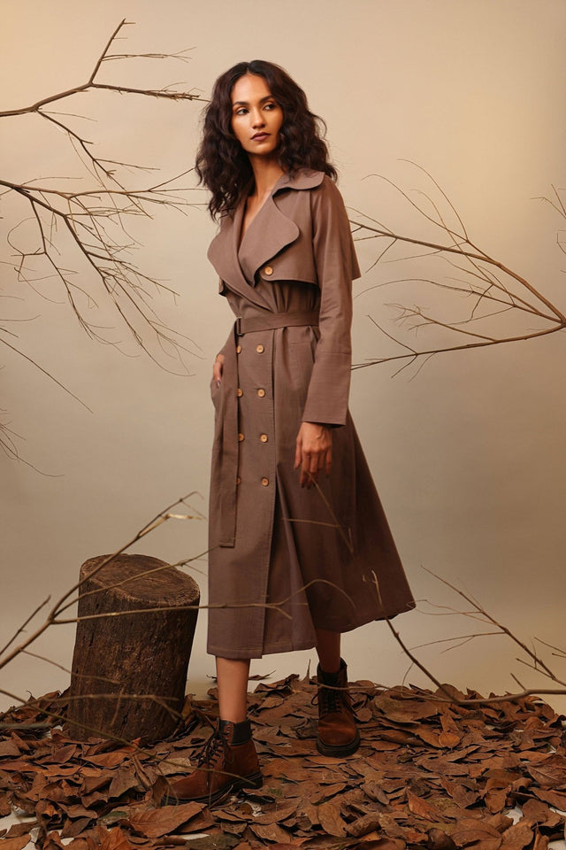 Biege Trench Dress - Dress - Mizyana