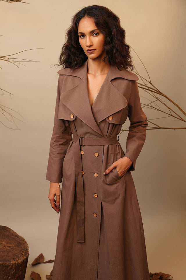 Biege Trench Dress - Dress - Mizyana