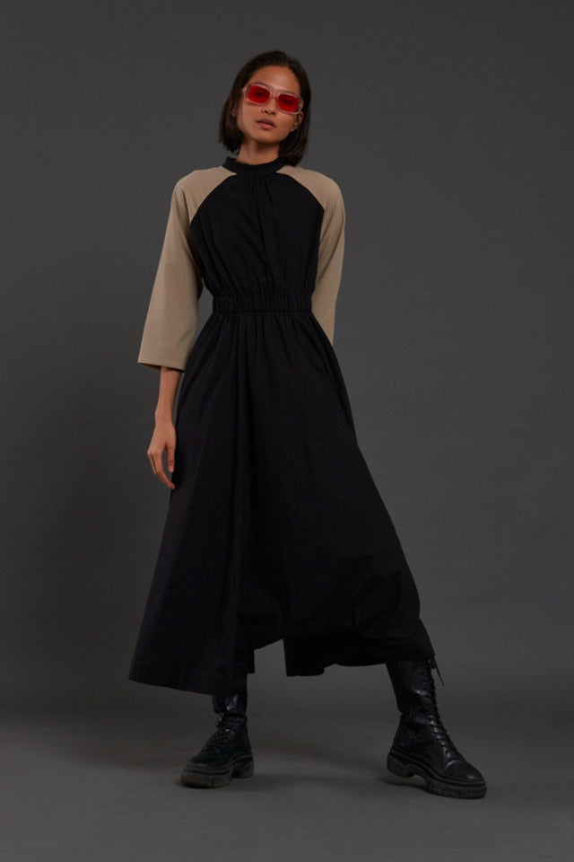 Black & Beige Sphara Jumpsuit - Jumpsuit - Mizyana