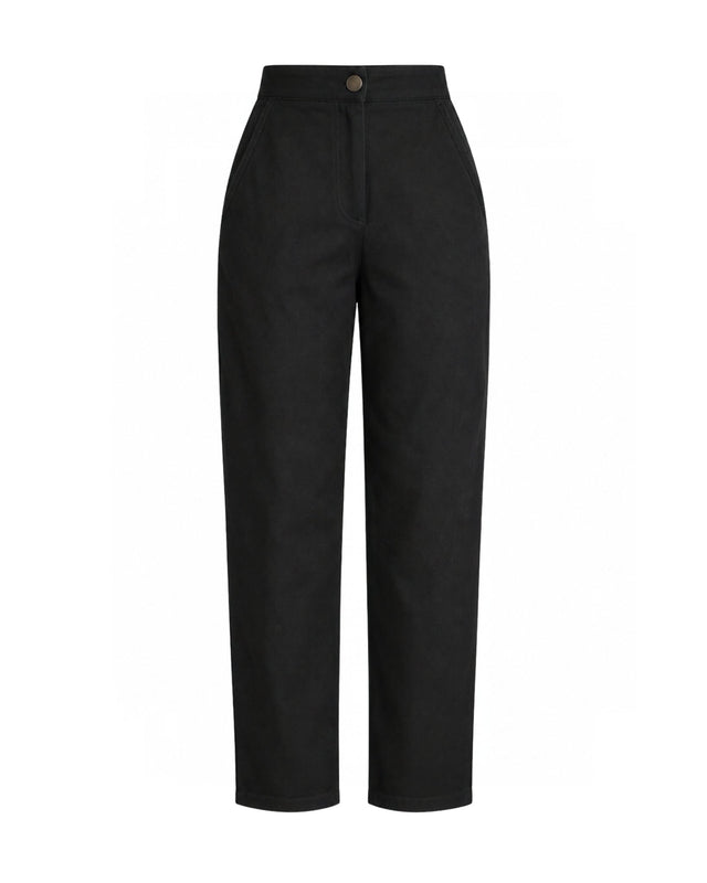 Black Denim Straight Leg Trousers - Trousers - Mizyana