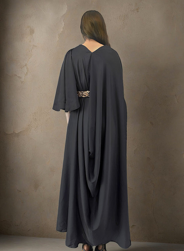 (Black) Drape Silk kaftan - Kaftan - Mizyana