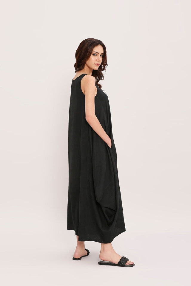 Black Vari Cotton Dress - Dress - Mizyana
