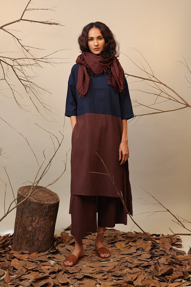 Blue & Brown Dual Ruka Tunic - Shirt - Mizyana