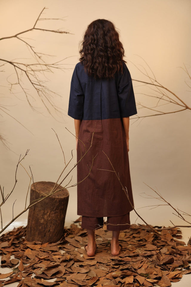 Blue & Brown Dual Ruka Tunic - Shirt - Mizyana