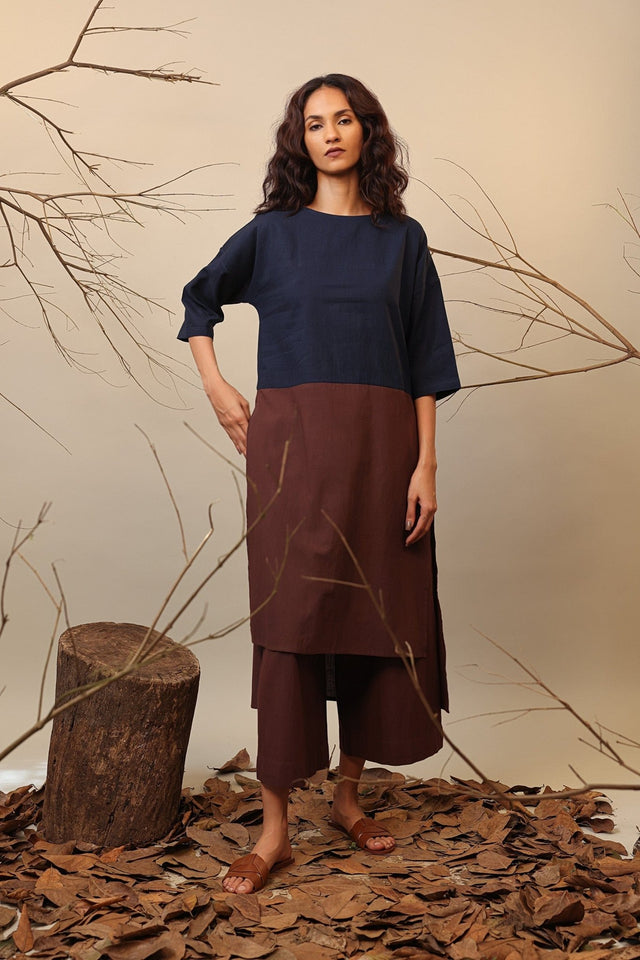 Blue & Brown Dual Ruka Tunic - Shirt - Mizyana