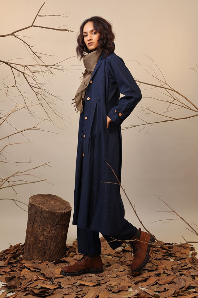Blue Cali Trench Jacket Set (3 PCS) - Three-Piece Set - Mizyana