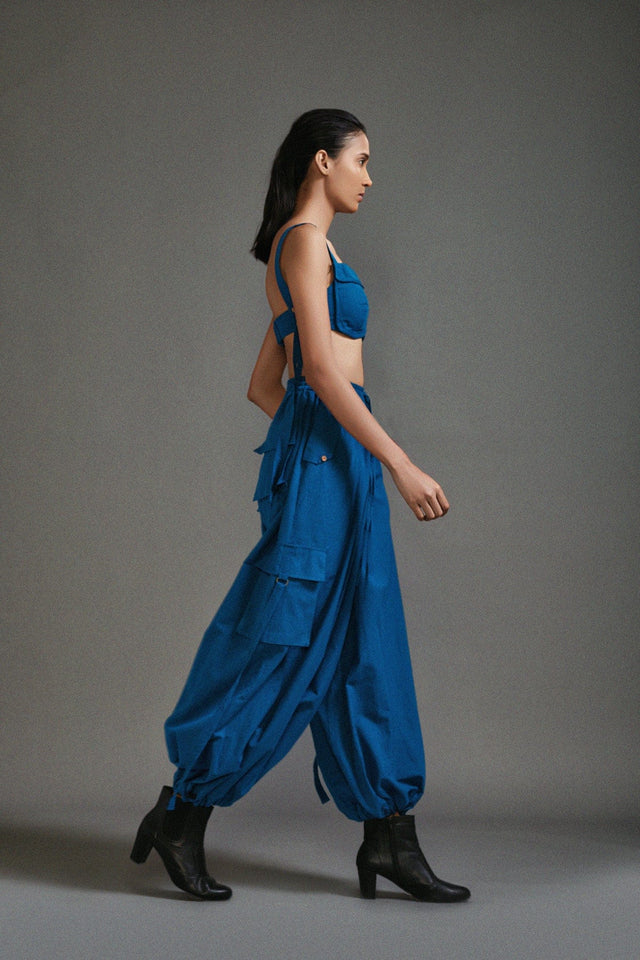 Blue Cargo Pants - Trousers - Mizyana