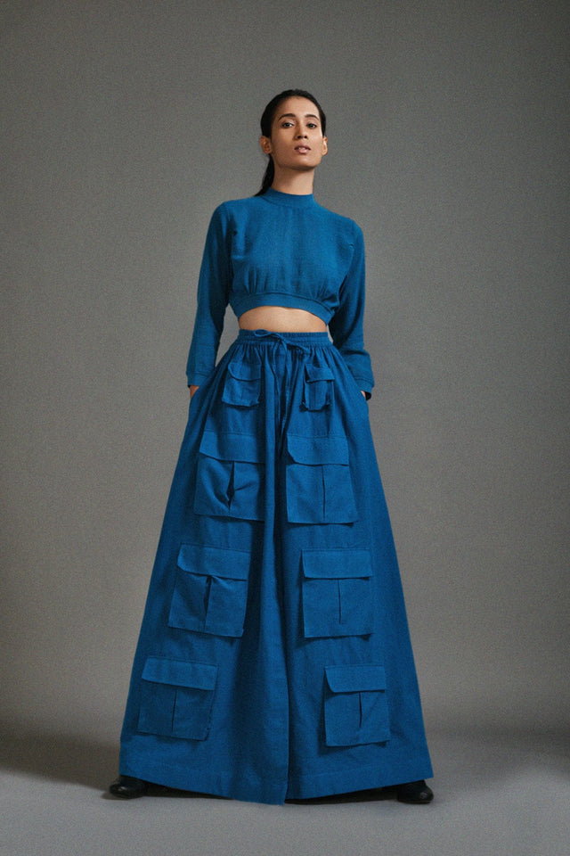 Blue Cargo Skirt - Skirt - Mizyana