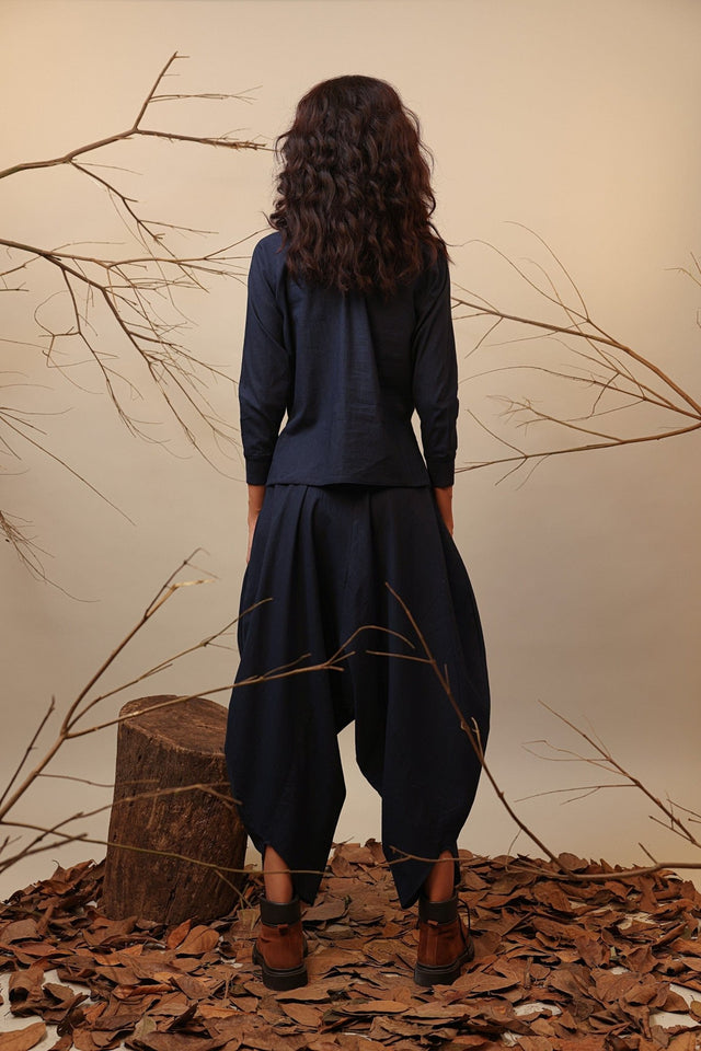Blue Rib Raglan Top - Shirt - Mizyana