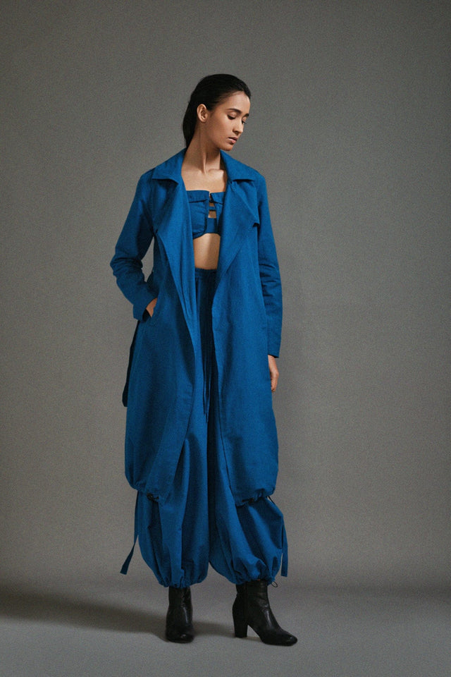 Blue Safari Trench Jacket - Jacket - Mizyana