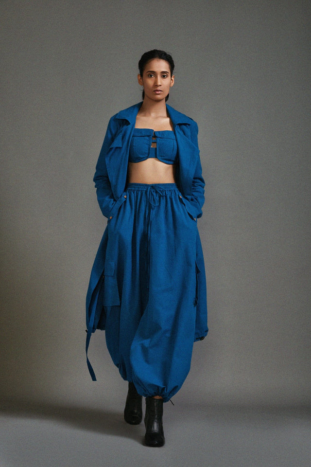 Blue Safari Trench Jacket - Jacket - Mizyana