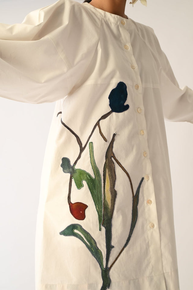 Botanica IVORY Bubble Aline Appliqué Dress - Dress - Mizyana