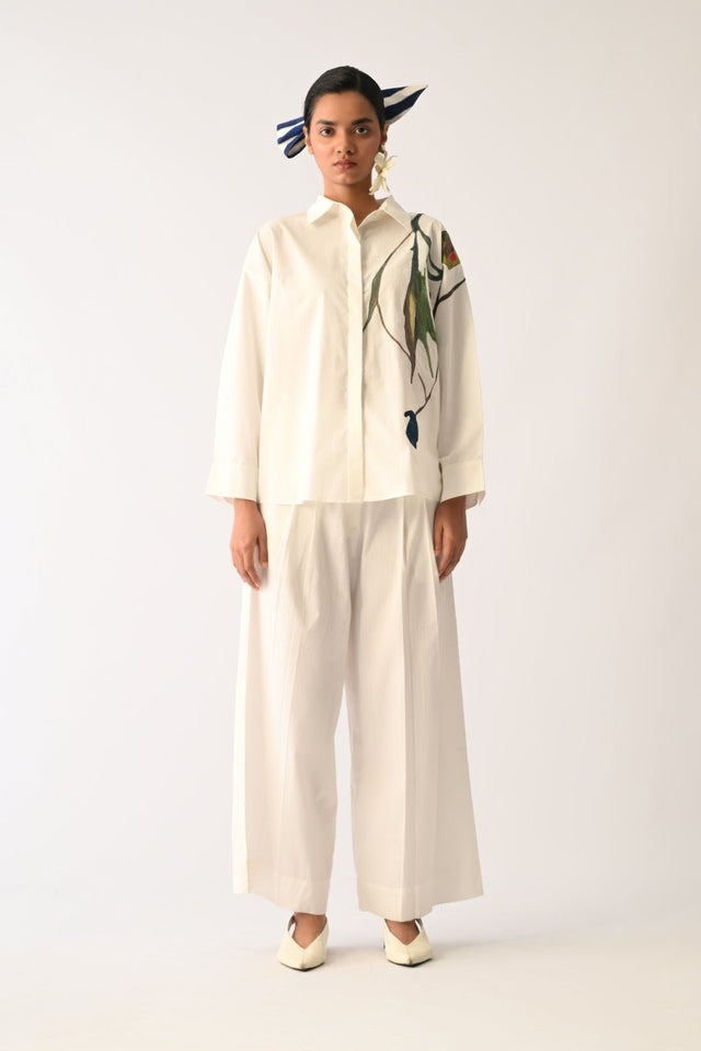 Botanica Ivory Sky Appliqué Shirt Set - Two-Piece Set - Mizyana