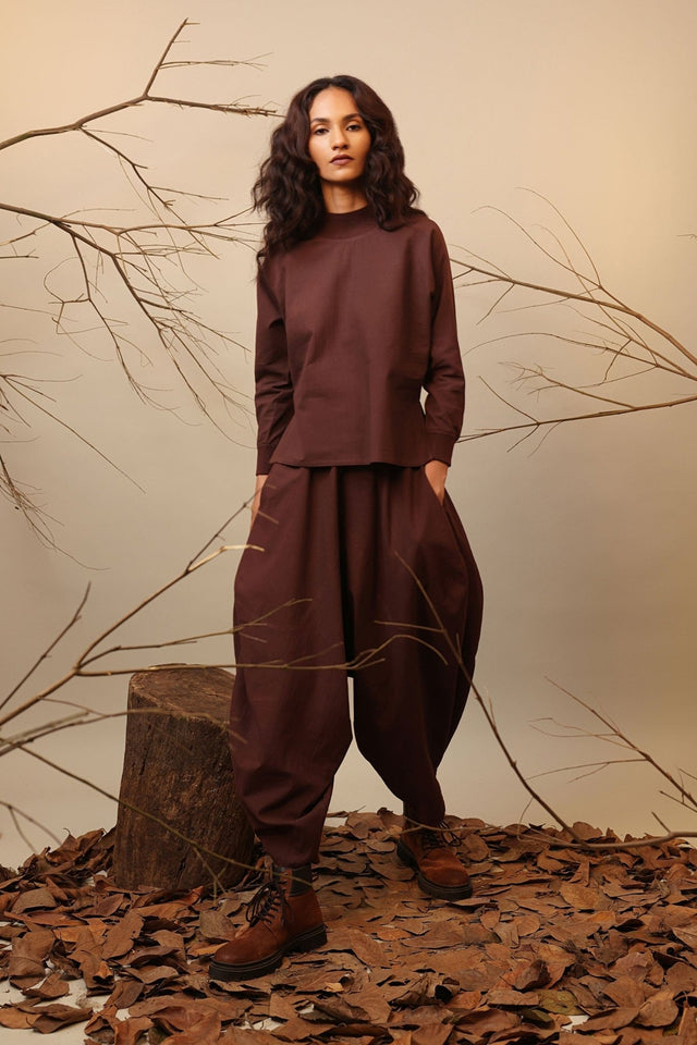 Brown Balloon Pants - Trousers - Mizyana