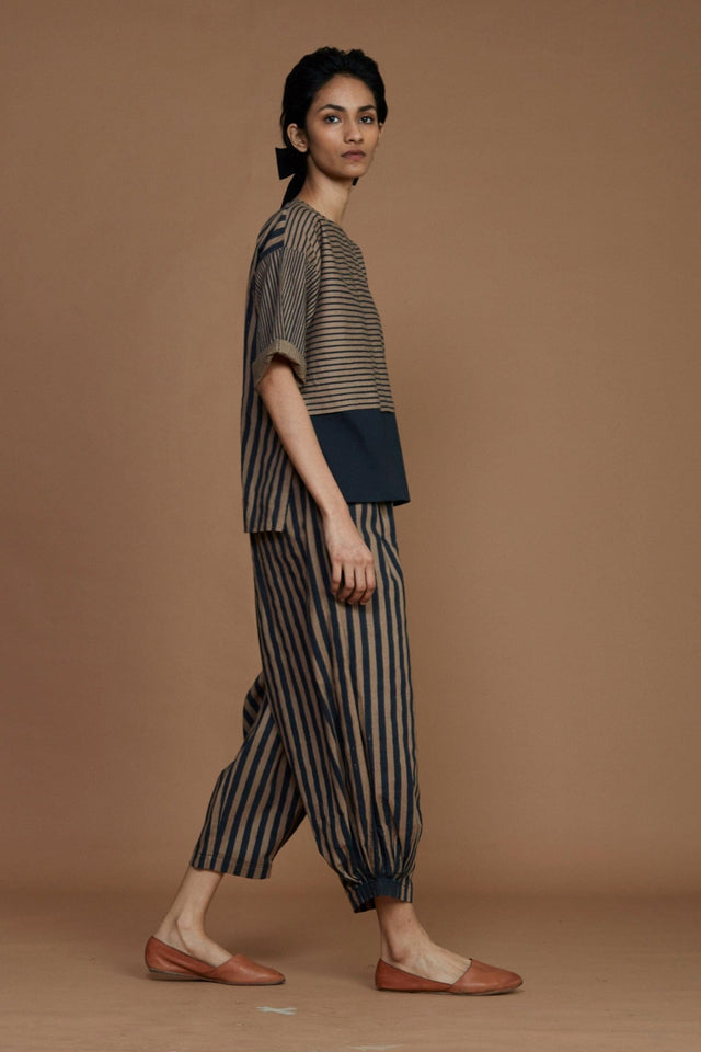 Brown with Charcoal Striped CB Ekin Co-Ord Set - Co-ord Set - Mizyana