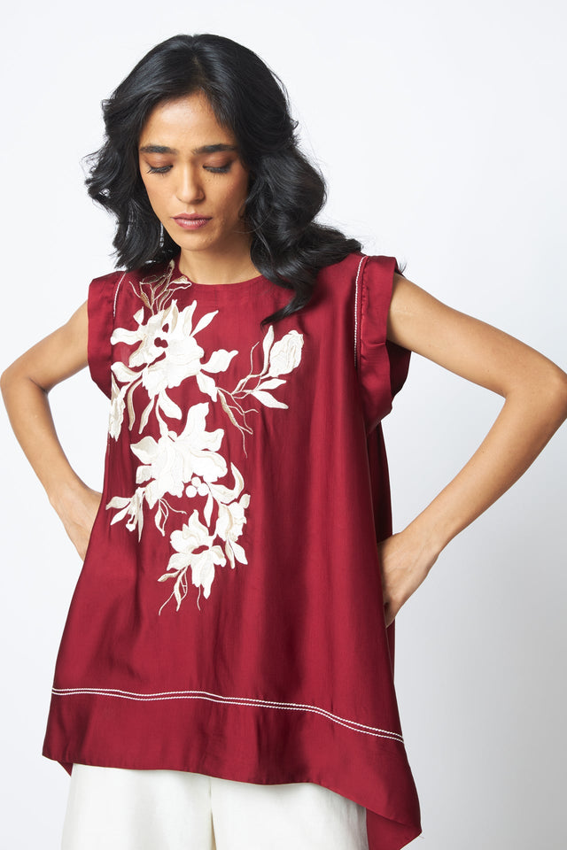Burgandy Camila - Trail Blazer Top + Pants - Two-Piece Set - Mizyana