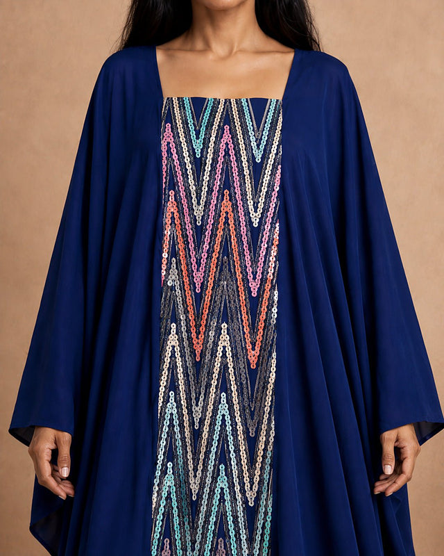 Butterfly Geometric Embroidered Jalabiya - Jalabiya - Mizyana