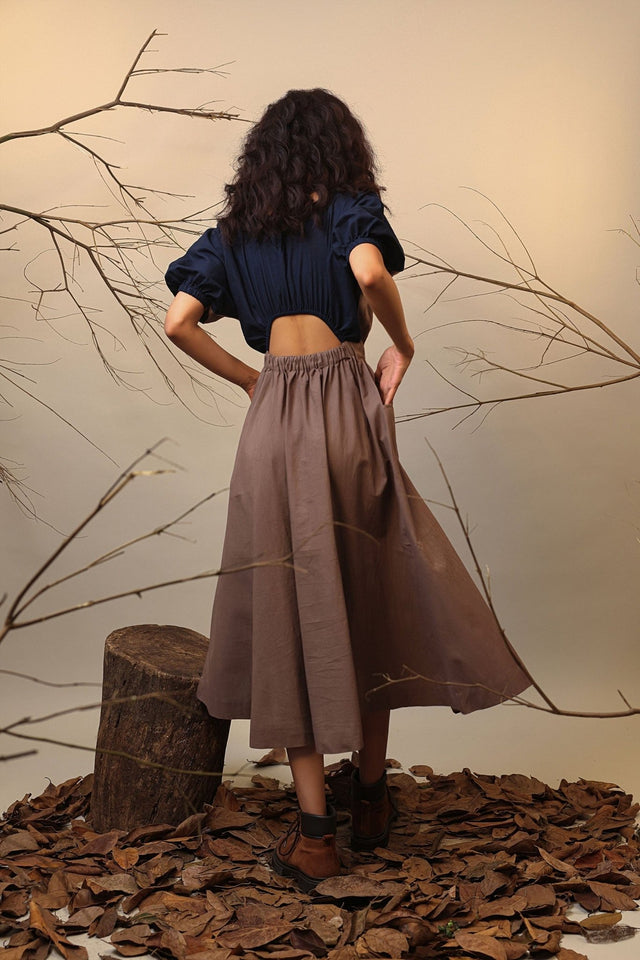 CB Beige & Blue Sphara Dress - Dress - Mizyana