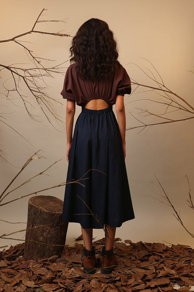 CB Blue & Brown Sphara Dress - Dress - Mizyana