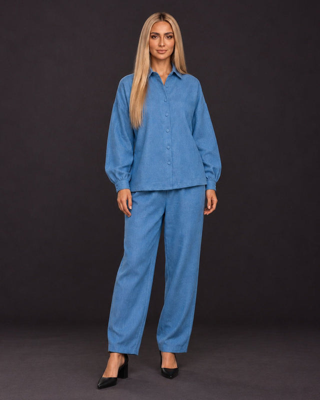 Cerulean Handwoven Khadi Cotton Oversized Shirt - Shirt - Mizyana