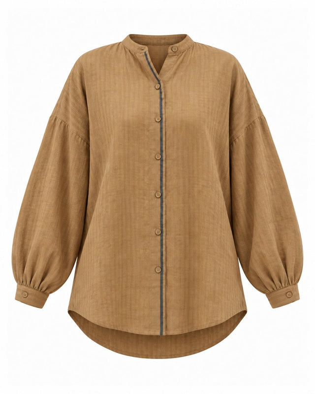 Cha Tan Self-Checked Handwoven Cotton Oversized Shirt - Shirt - Mizyana