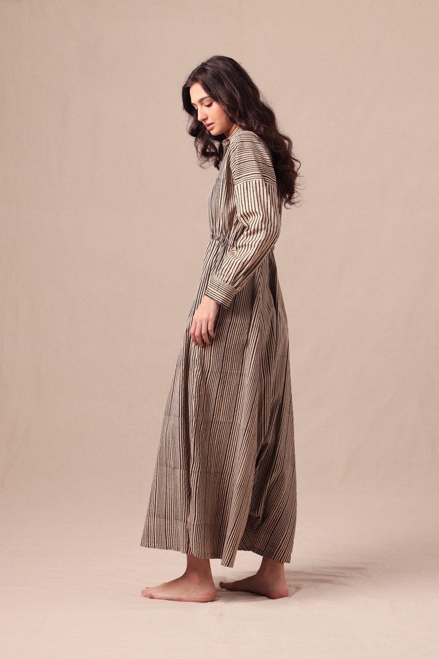 Charcoal Striped Shirt Sphara Jumpsuit - Jumpsuit - Mizyana