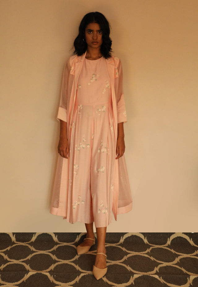 Cherry Blossom Jumpsuit With Jacket Set - Two-Piece Set - Mizyana