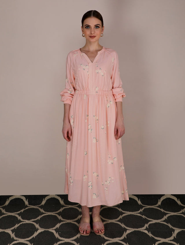 Cherry Blossom Peach Dress - Dress - Mizyana