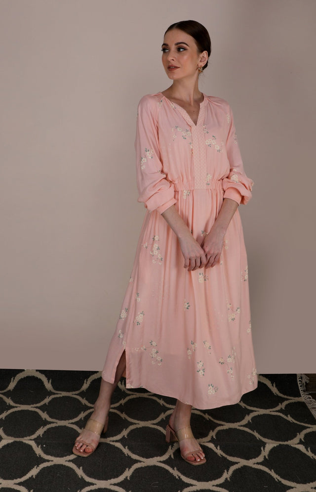 Cherry Blossom Peach Dress - Dress - Mizyana