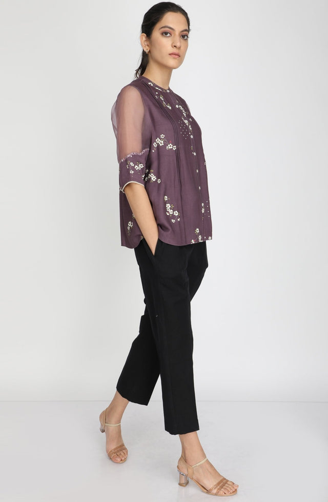 Cherry Blossom Print Top - Shirt - Mizyana