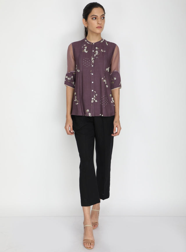 Cherry Blossom Print Top - Shirt - Mizyana