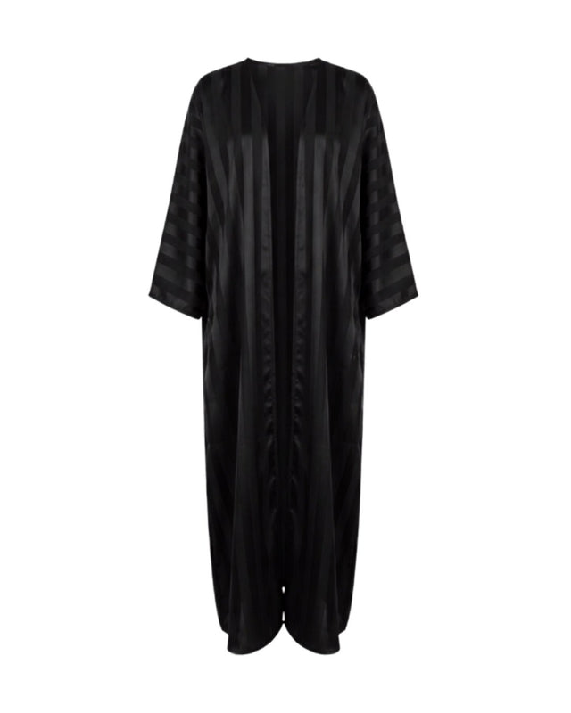 Classic Striped Satin Open Abaya - Abaya - Mizyana