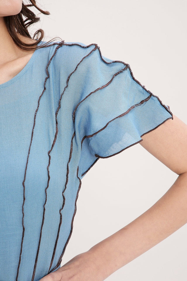 Coco Blue Moss Panelled Dress - Dress - Mizyana