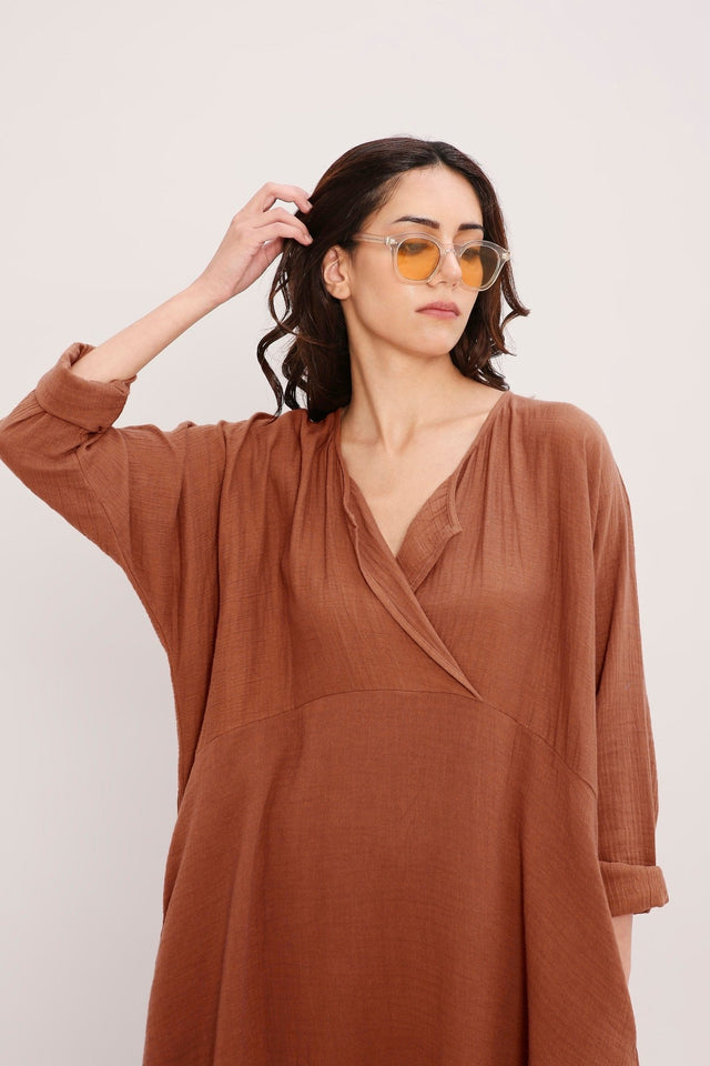 Coco Brown Kaftan Tunic - Shirt - Mizyana