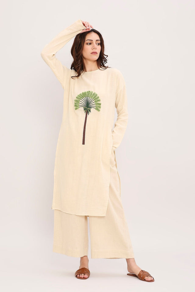 Coco Cream Embroidered Tunic - Shirt - Mizyana