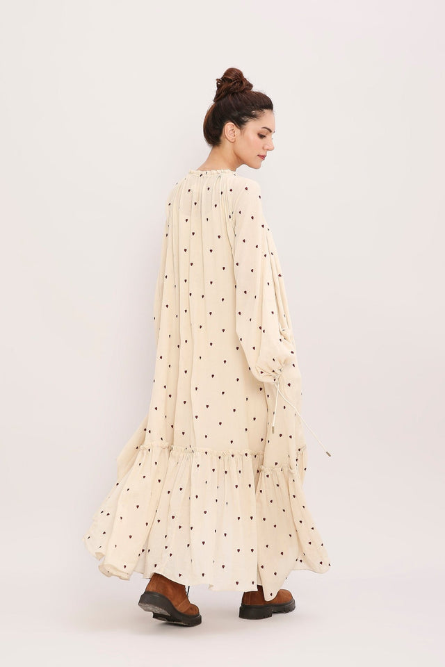 Coco Cream Heart Moss Frill Dress - Dress - Mizyana