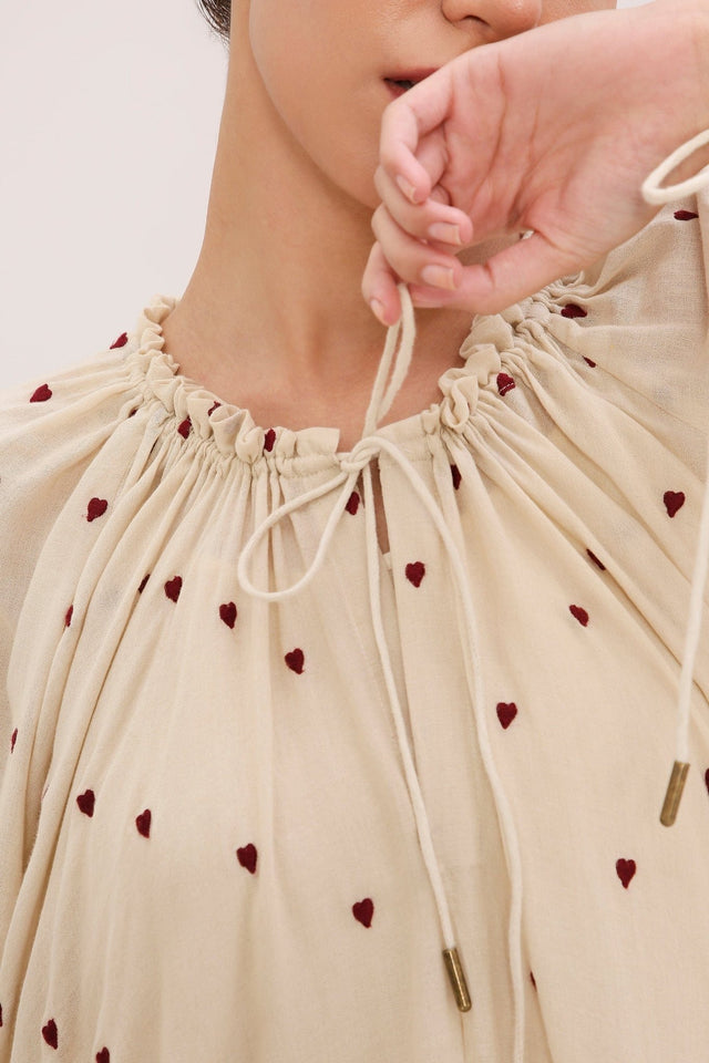 Coco Cream Heart Moss Frill Dress - Dress - Mizyana