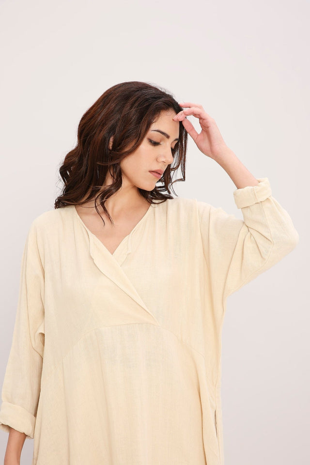 Coco Cream Kaftan Tunic - Shirt - Mizyana