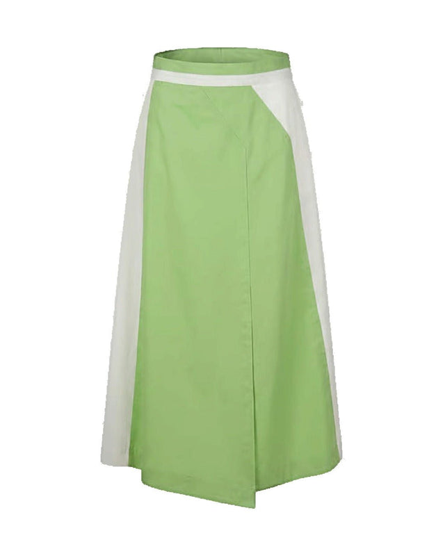 Color Block Asymmetrical Cotton Skirt - Skirt - Mizyana